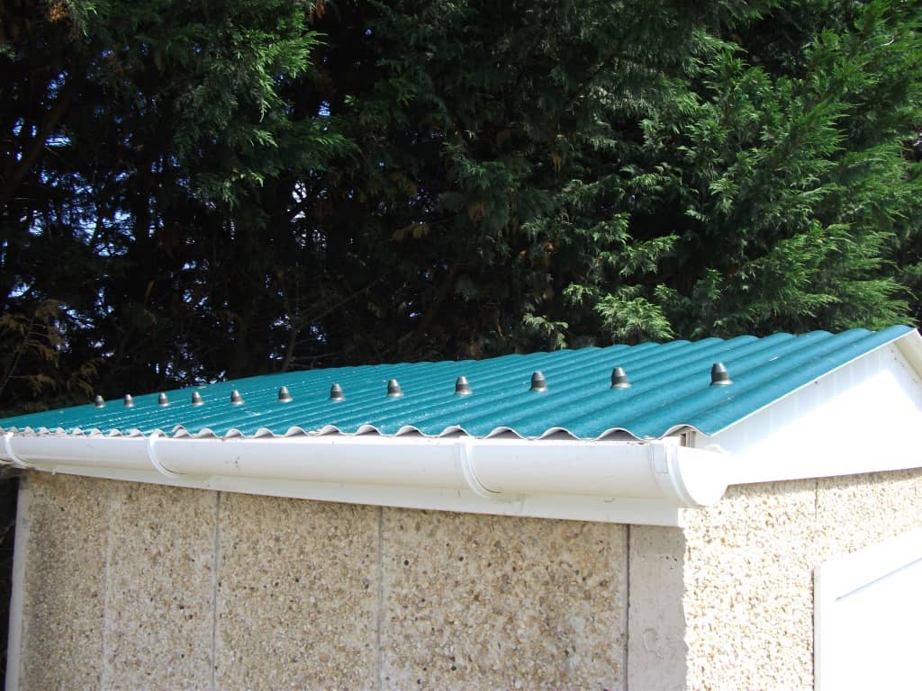 The Fairford Shed with uPVC green roof sheets on top of shed